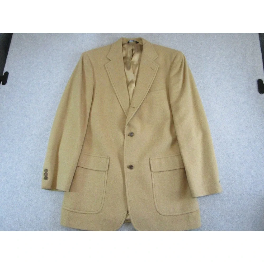 Brooks Brothers Blazer Mens 39 Long Camel Hair Tan Gold Sport Coat Jacket Luxury